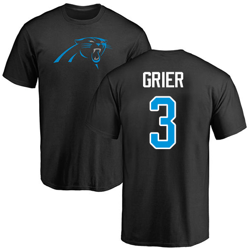 Carolina Panthers Men Black Will Grier Name and Number Logo NFL Football #3 T Shirt->women nfl jersey->Women Jersey